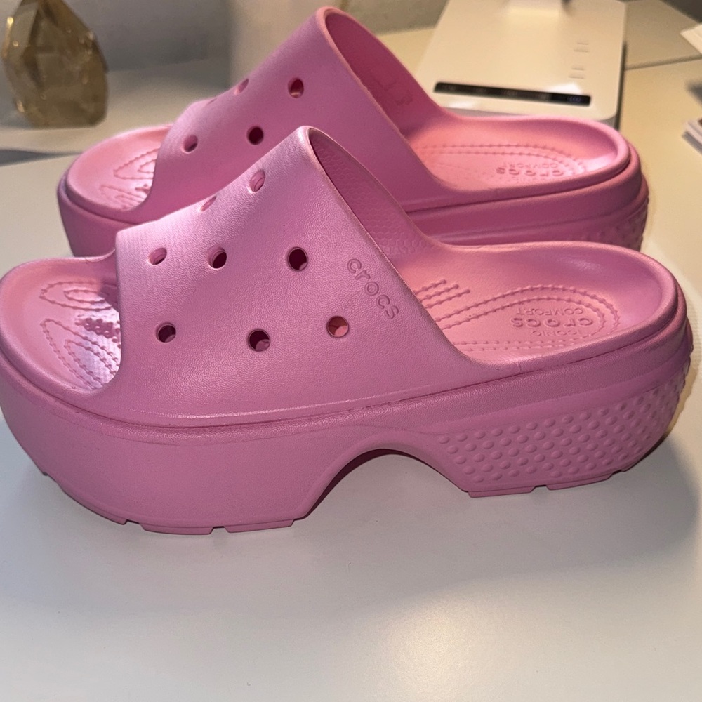 CROCS Women's Pink Platform Mules